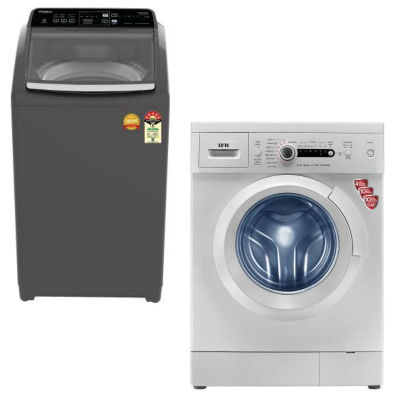 Technician inspecting washing machine parts